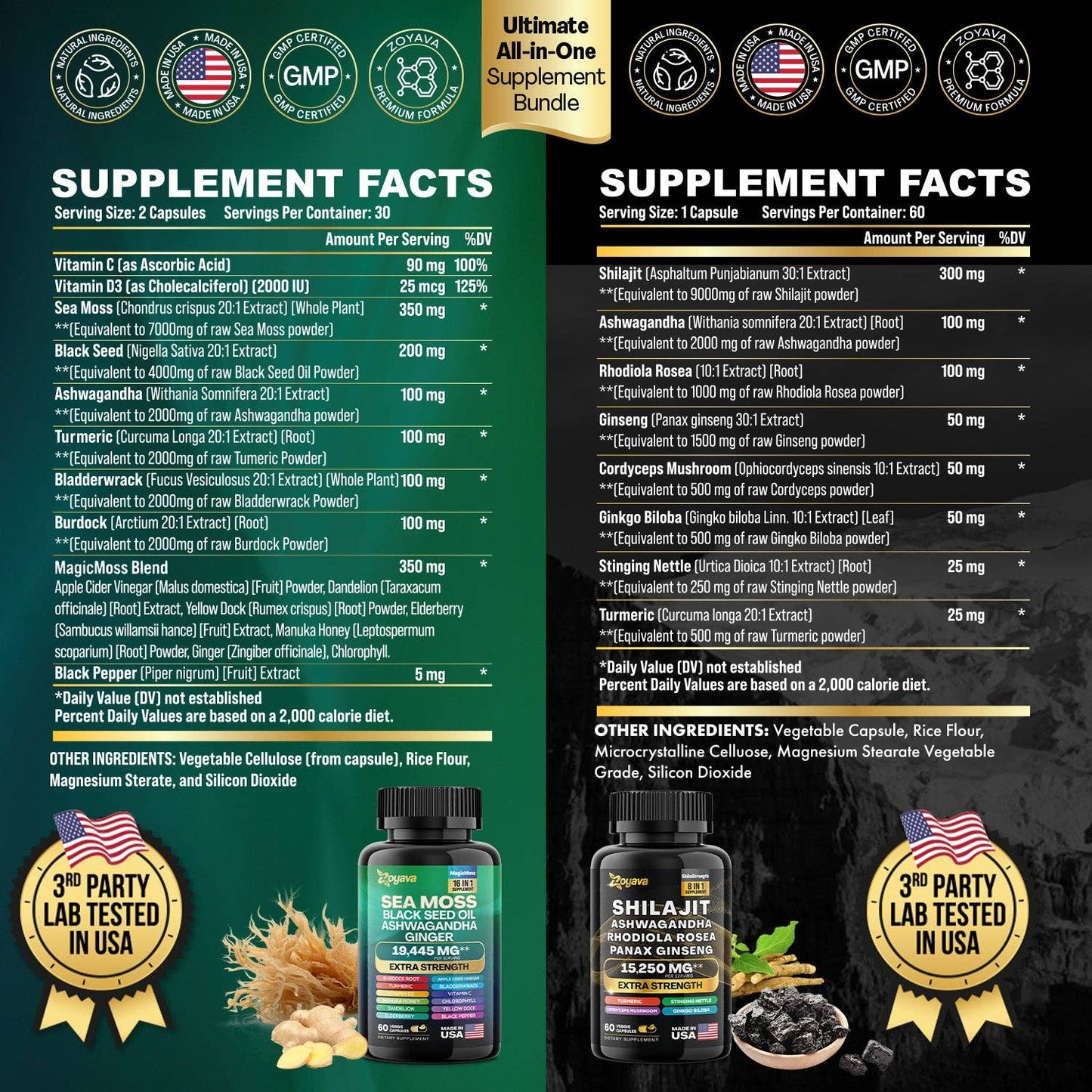 Dynamic Vitality Bundle: Sea Moss 16-in-1 Magic Moss & Shilajit Power ShilaStrength Blend