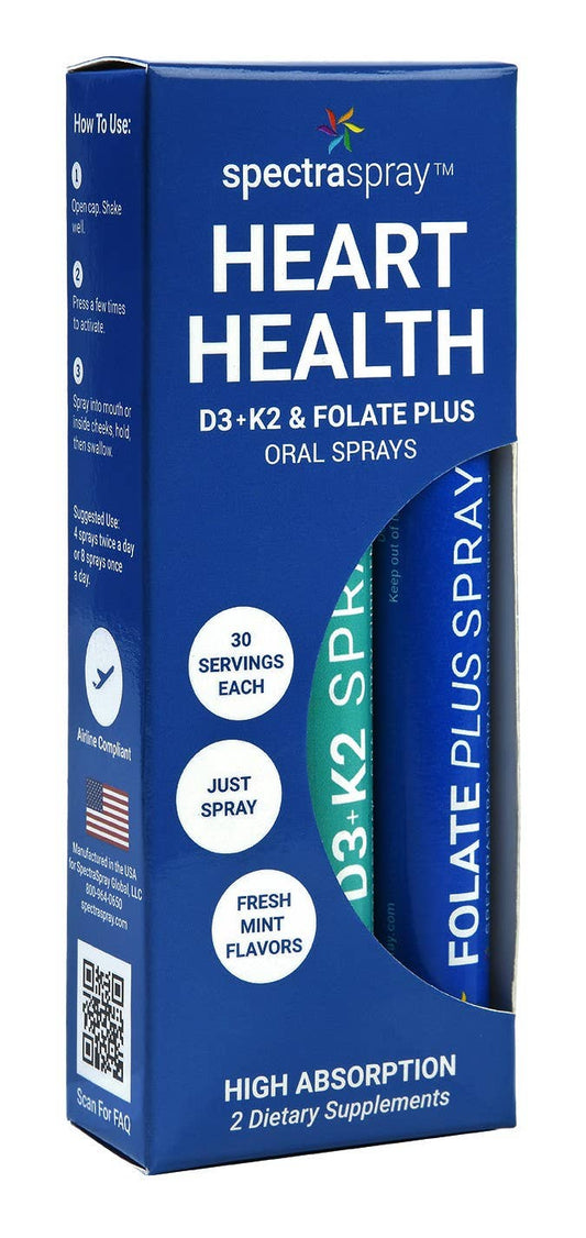 Heart Health Oral Sprays -D3+K2, Folate Plus