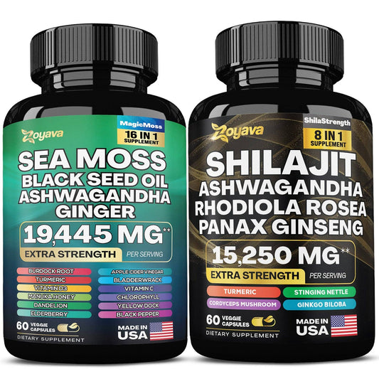 Dynamic Vitality Bundle: Sea Moss 16-in-1 Magic Moss & Shilajit Power ShilaStrength Blend