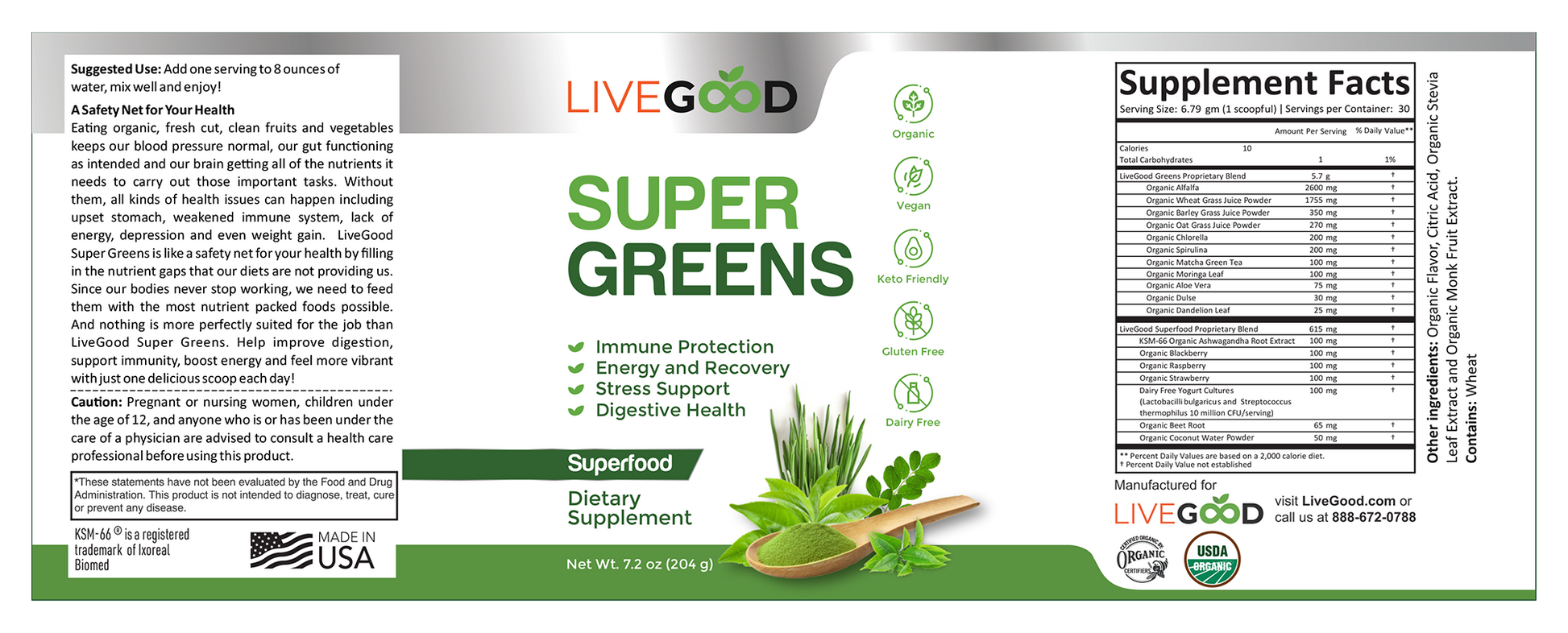 Organic Super Greens - Winning Health & Life