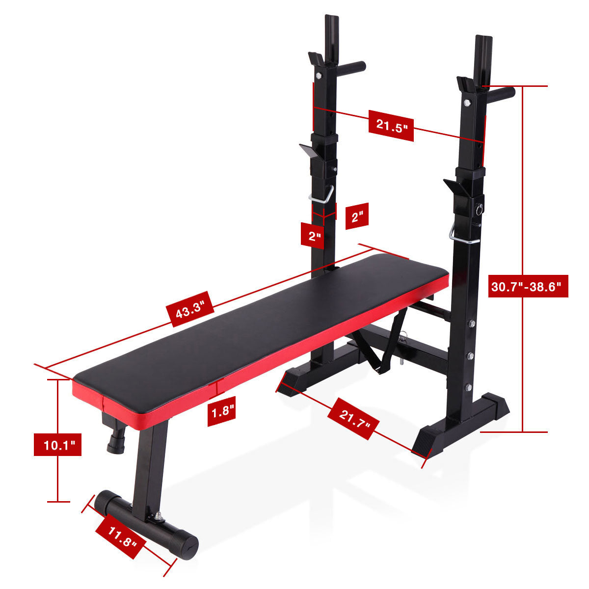 Folding Workout Bench Adjustable Multifunctional Squat Rack