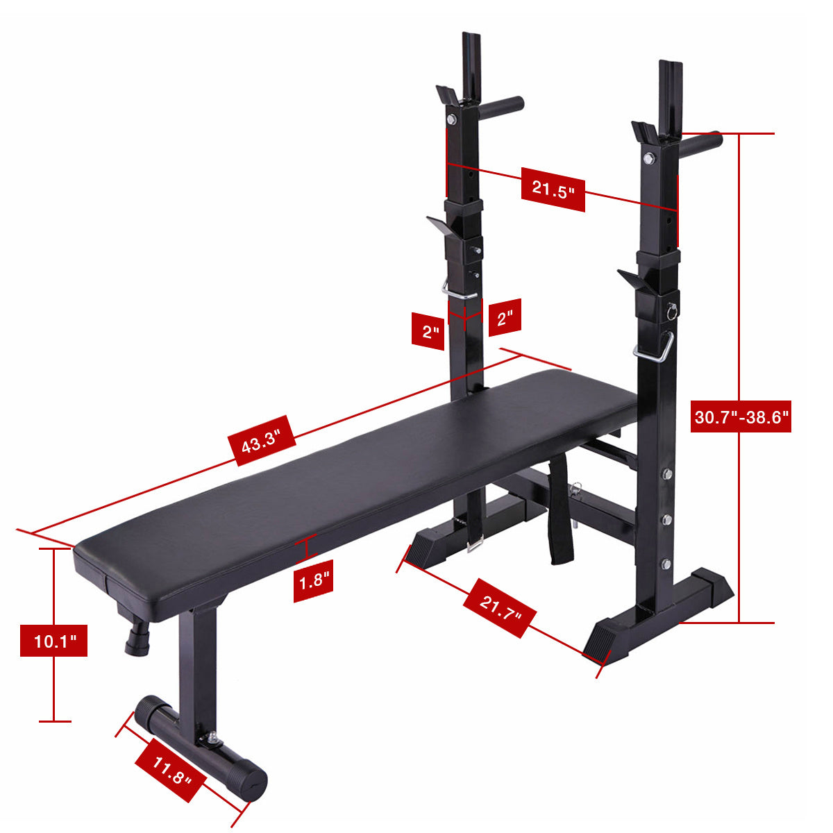 Folding Workout Bench Adjustable Multifunctional Squat Rack