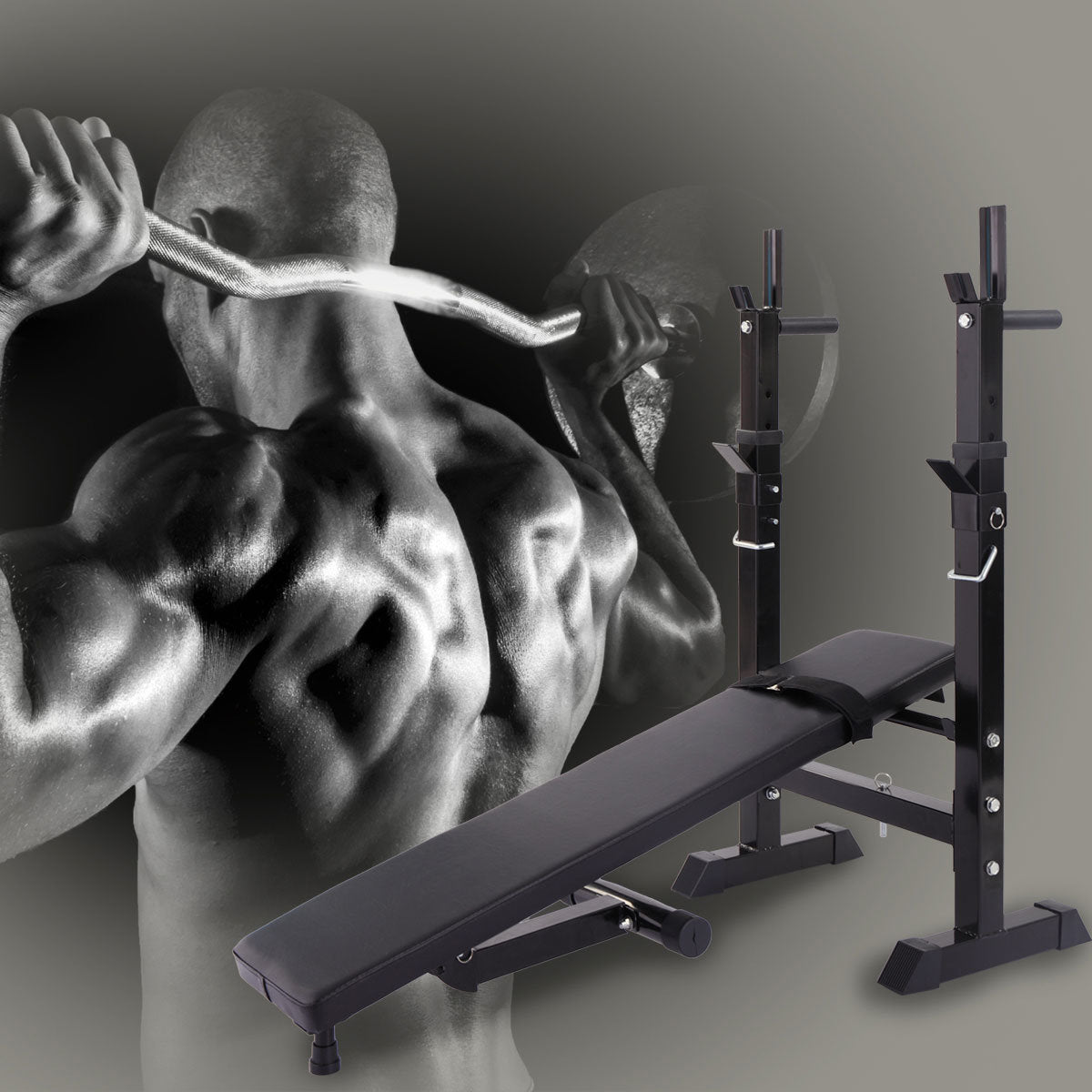 Folding Workout Bench Adjustable Multifunctional Squat Rack